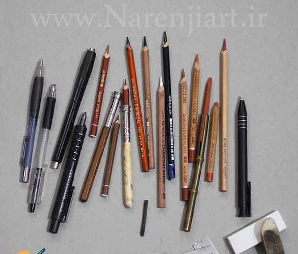 عکس وسایل طراحی سیاه قلم