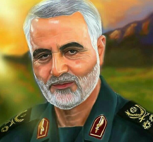 عکس نقاشی حاج قاسم سلیمانی بچه گانه