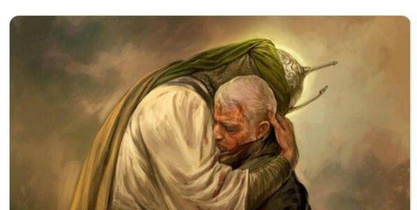 عکس سردار سلیمانی در آغوش امام حسین