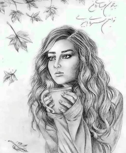 عکس تصویر نقاشی دختر غمگین
