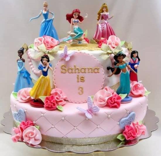 عکس کیک تولد دخترانه پرنسس های دیزنی