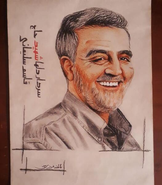 طراحی عکس شهید حاج قاسم سلیمانی