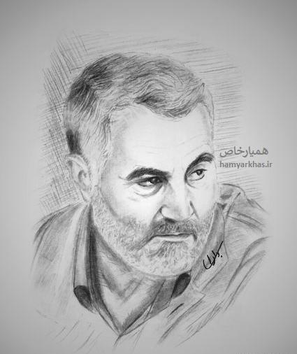 عکس سردار سلیمانی نقاشی اسان