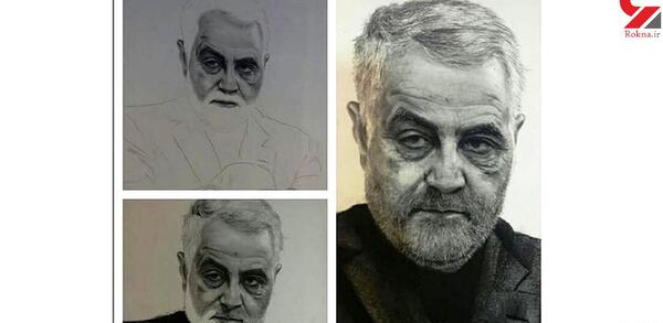 عکس سردار سلیمانی نقاشی اسان