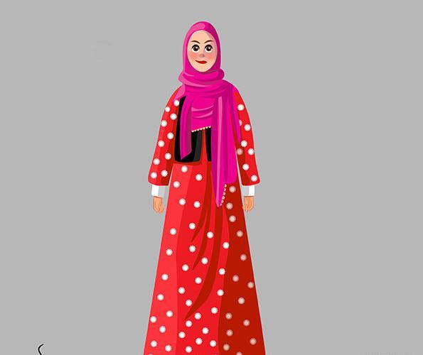 عکس نقاشی دختر با لباس محلی