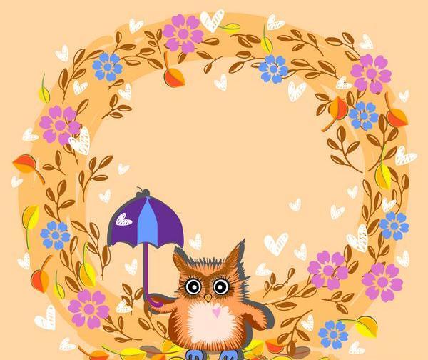 عکس جغد با برگ پاییزی