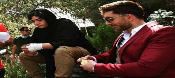 عکس نامتعارف فرزاد فرزین با باران کوثری