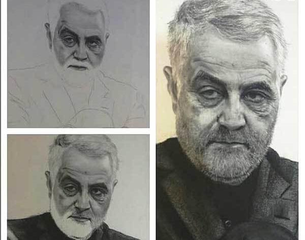 عکس حاج قاسم سلیمانی برای نقاشی