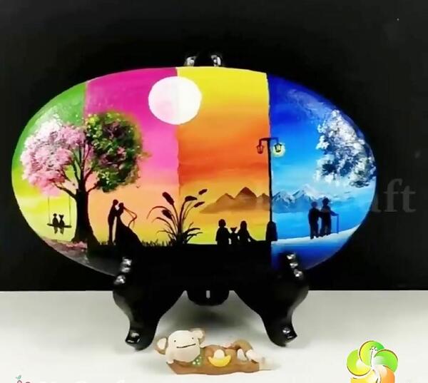 عکس نقاشی دختر روی سنگ