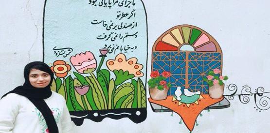 عکس نقاشی دختر روی سنگ