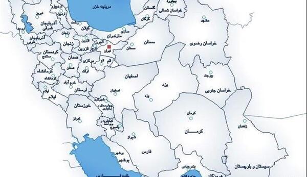 عکس نقشه ایران با مراکز استان ها