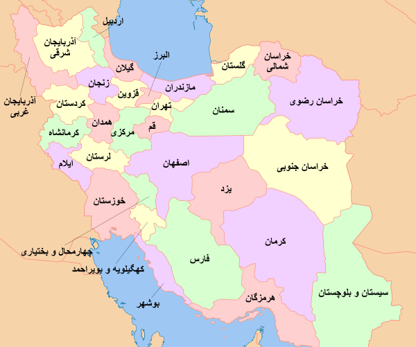 عکس نقشه ایران با مراکز استان ها