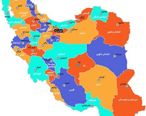 عکس نقشه ایران با مراکز استان ها