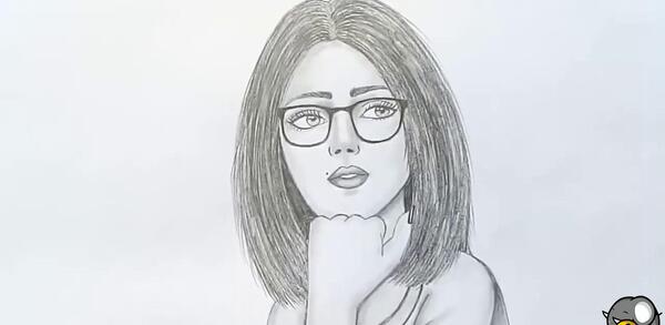 عکس نقاشی دختر عینکی
