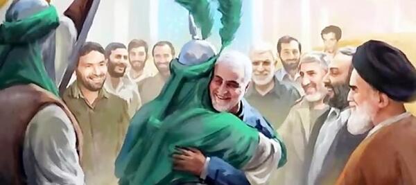 عکس قاسم سلیمانی بغل امام حسین
