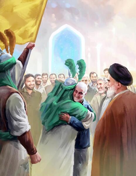 عکس قاسم سلیمانی بغل امام حسین