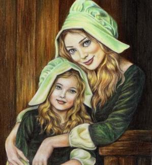 عکس مادر دختری برای نقاشی