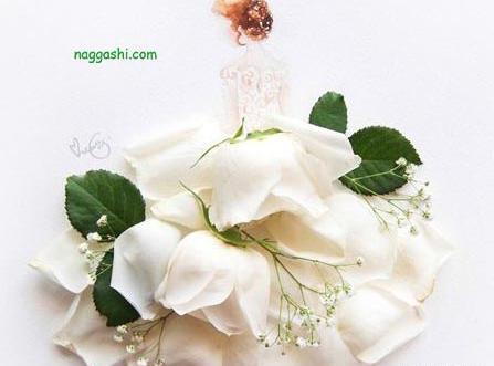 عکس نقاشی دختر با گل طبیعی