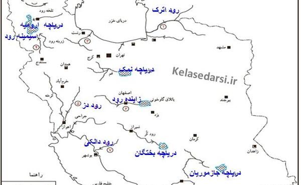 عکس نقشه رودهای ایران