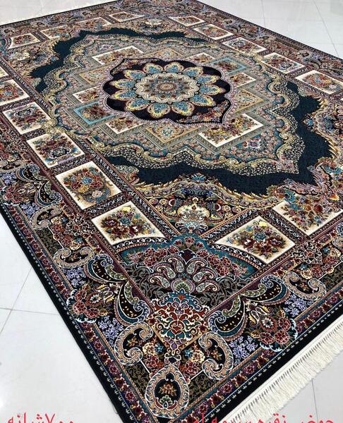 عکس فرش حوض نقره سرمه ای