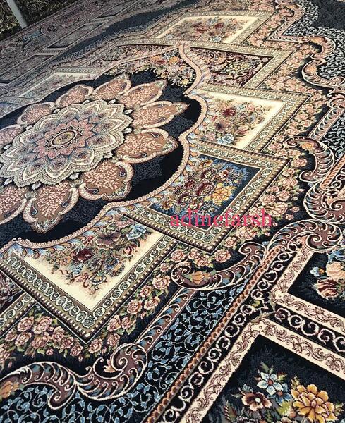 عکس فرش حوض نقره سرمه ای