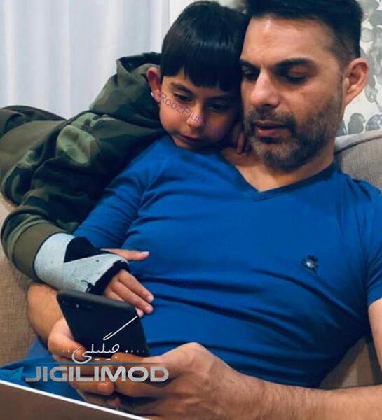 عکس پیمان معادی و پسرش