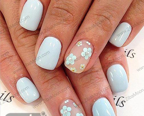 عکس ناخن ابی کمرنگ