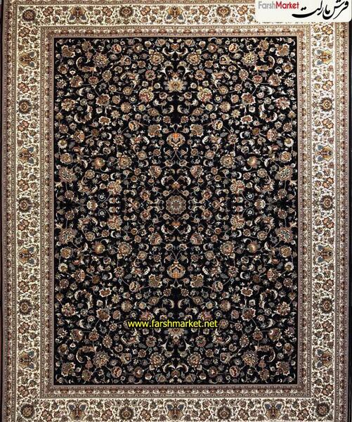 عکس فرش گل ریز سرمه ای
