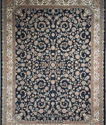 عکس فرش گل ریز سرمه ای