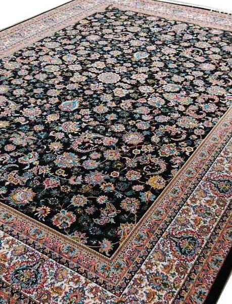 عکس فرش گل ریز سرمه ای