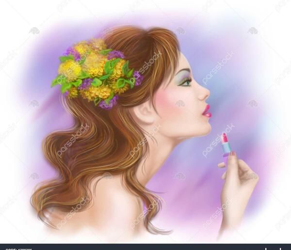 عکس دختر درحال آرایش