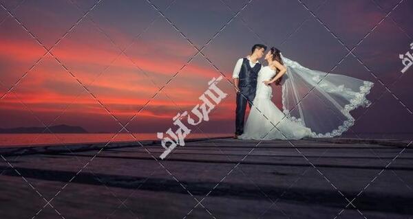 عکس عروس و داماد در غروب