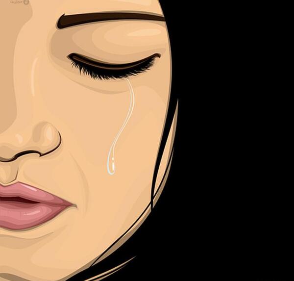 عکس نقاشی دختر گریون