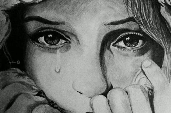 عکس نقاشی دختر گریون