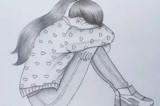 عکس نقاشی دختر گریون