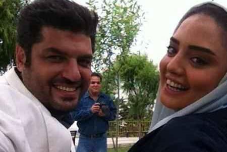 عکس سام درخشانی با نرگس محمدی