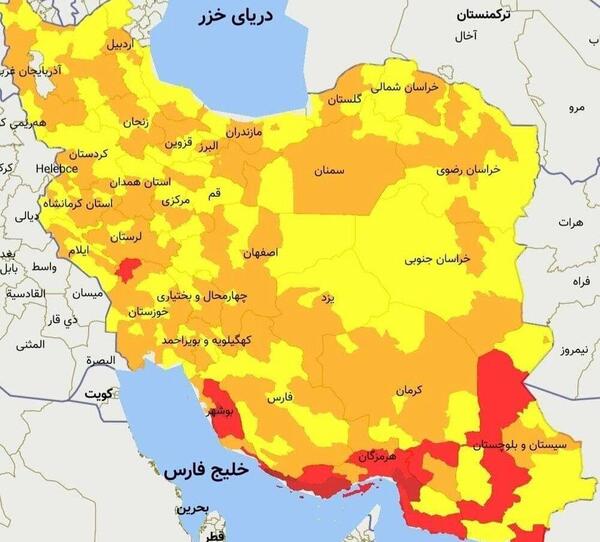عکس نقشه ایران وضعیت کرونا