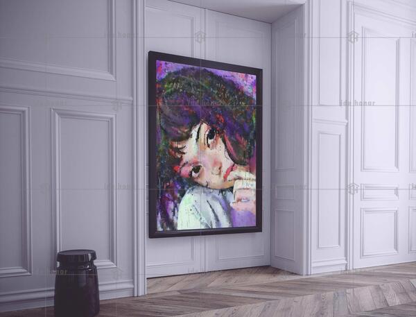 عکس نقاشی دختر روی بوم