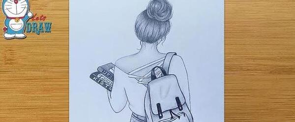 عکس نقاشی دخترانه با مداد سیاه