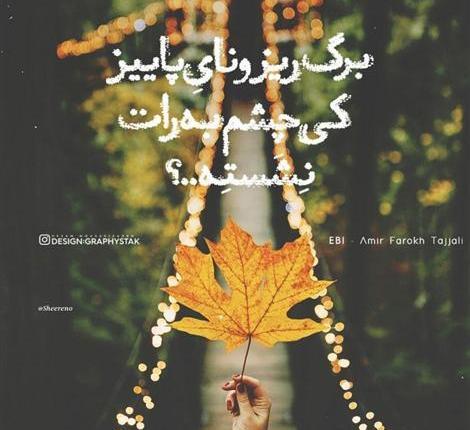 عکس نوشته برگ ریزونای پاییز کی چشم به رات نشسته