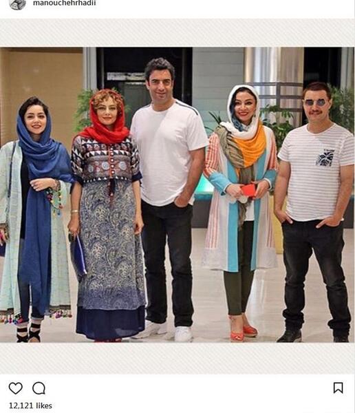 عکس زن جواد عزتی در آینه بغل