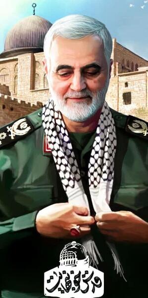 عکس سردار سلیمانی با چفیه