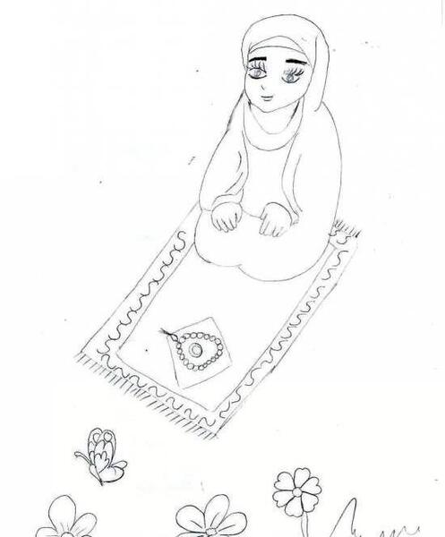 عکس نقاشی دختر در حال قنوت
