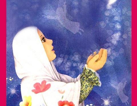 عکس نقاشی دختر در حال قنوت