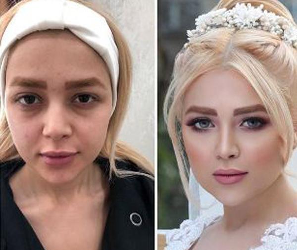 عکس عروس قبل وبعد ارایش