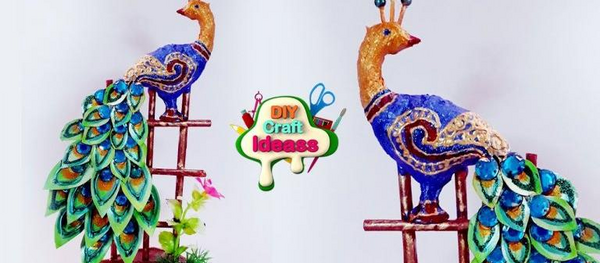 عکس طاووس با قاشق یکبار مصرف