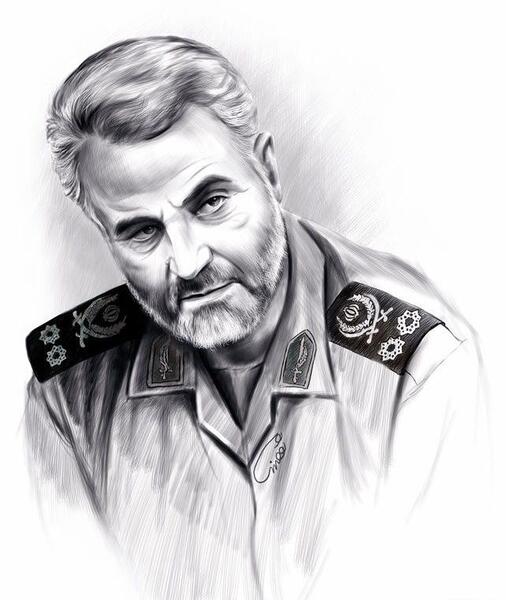 عکس حاج قاسم سلیمانی سیاه و سفید