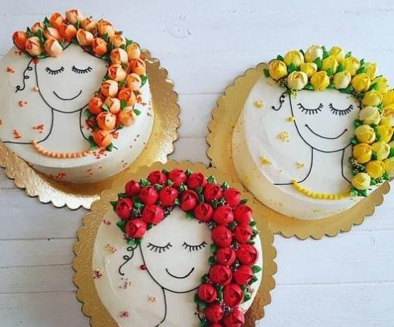 عکس نقاشی دختر روی کیک