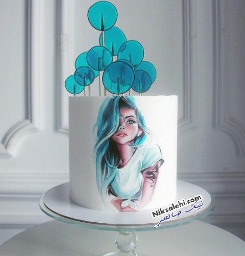 عکس نقاشی دختر روی کیک