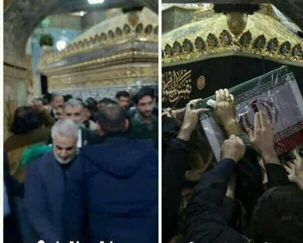 عکس سلیمانی در حرم امام حسین